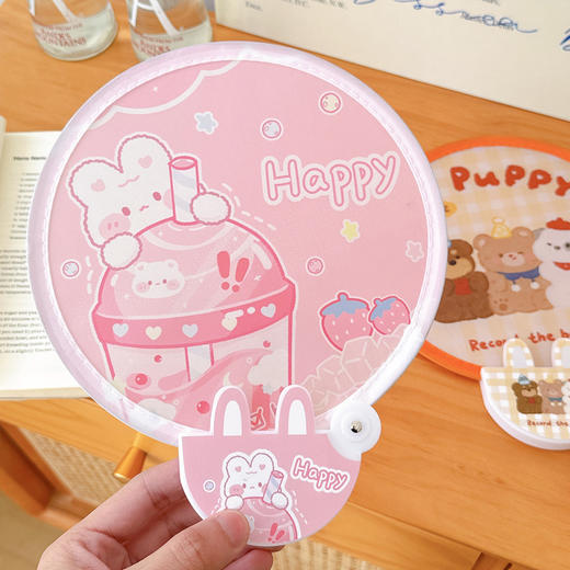 【醒粉福利7.9元3个】随身便携带折叠圆形小扇子 卡通可爱迷你户外随身携带小扇子 商品图3