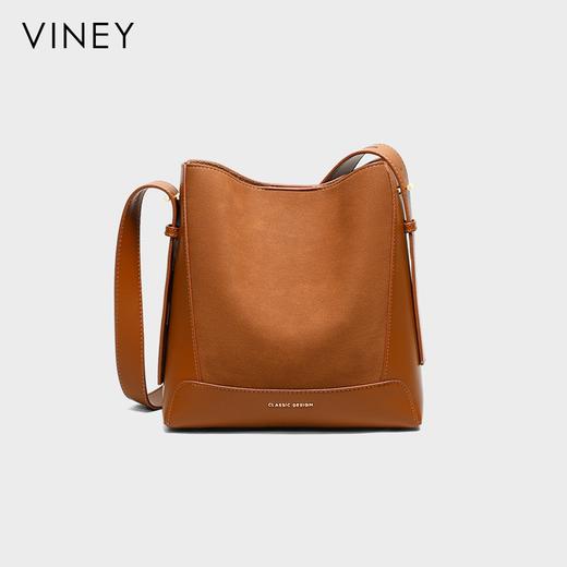 牛皮水桶包 | VINEY 2025新款斜挎女包磨砂牛皮大容量通勤单肩包 商品图5