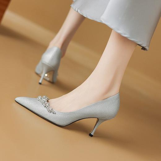 【预售7天】高跟鞋女春秋羊皮新款细跟尖头法式温柔气质水钻百搭绝美单鞋MY&A229 商品图4
