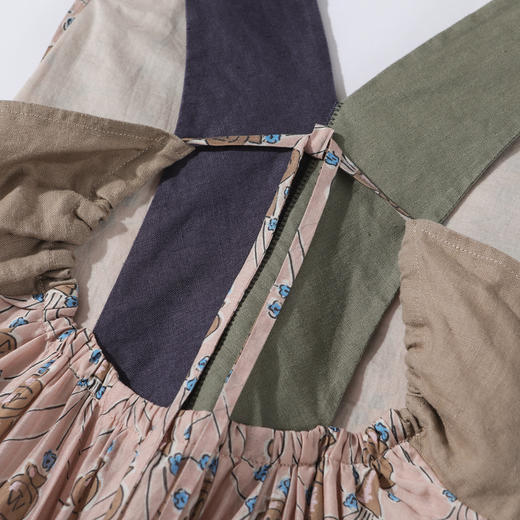 谜底连衣裙无袖女2025夏季新品复古风度假印花A型长裙子252ML0511 商品图3