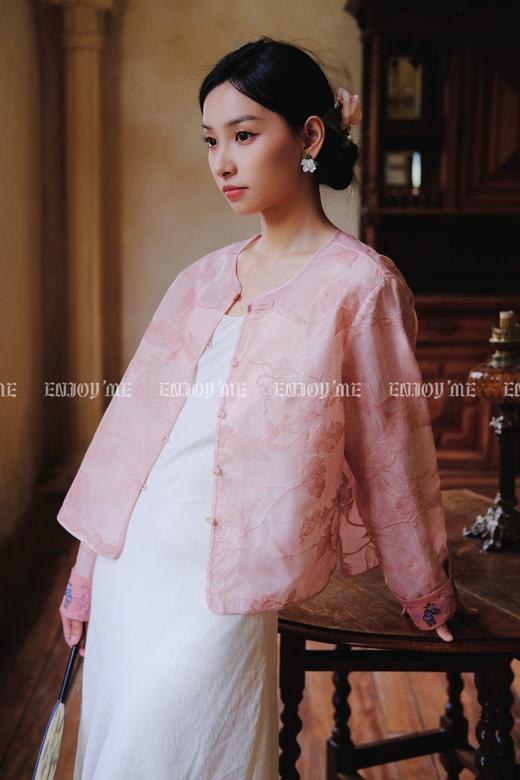 【门店同款】ENJOY夏季云敛-春光推盏粉绿繁枝中式外套 161922891 商品图1