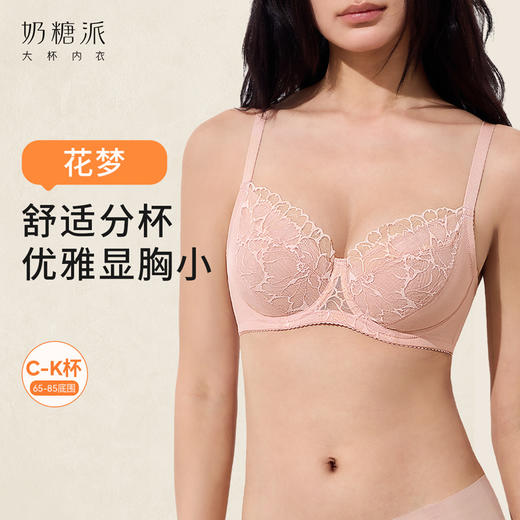 [花梦]大胸显小内衣女夏季超薄法式蕾丝性感文胸胸罩2025新款 商品图0