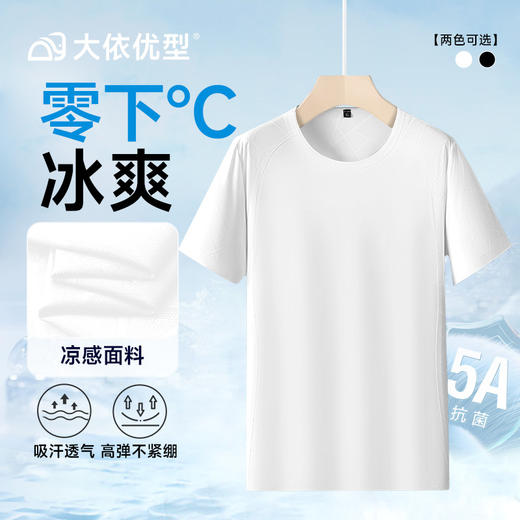 【冰丝】【DDP】大依优型大码短袖T恤冰丝弹力体恤加大码运动休闲薄款夏装时尚半袖胖子上衣男士 商品图0