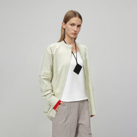 ROMI STUDIO“率性工装”100长绒棉立领暗门禁工装廓形衬衣24SST574(现货) 商品图1