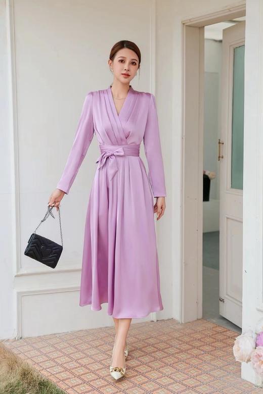 ELLA JADE 浪漫优雅V领光泽感连衣裙 20011 商品图1