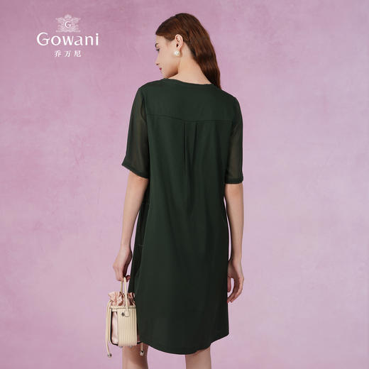 乔万尼桑蚕丝连衣裙夏季新品时尚圆领休闲宽松真丝裙中长ES2E185 商品图4