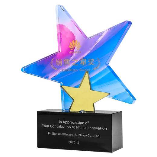 水晶奖杯定制创意五角星金属狼鹿展翅奖牌年会优秀员工销售冠军 商品图12