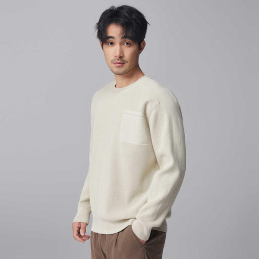 墨麦客男装2024年秋季新款加厚圆领毛衣男士肌理针织打底衫外套男 商品图3