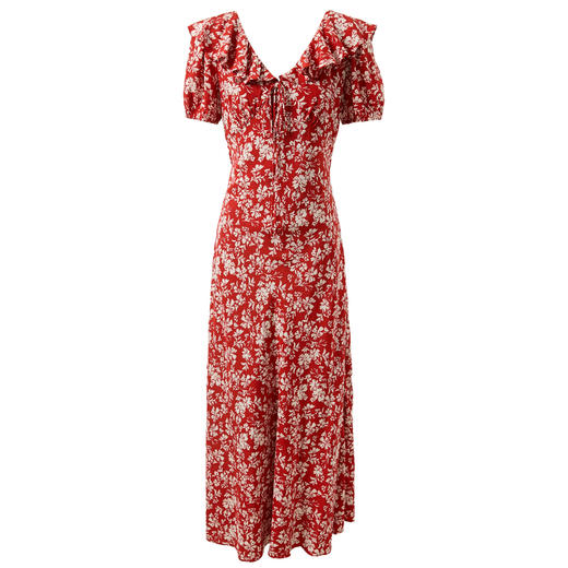 【仙女裙】三彩2025夏季新款荷叶边碎花裙法式收腰A字裙长裙系带优雅S 商品图4