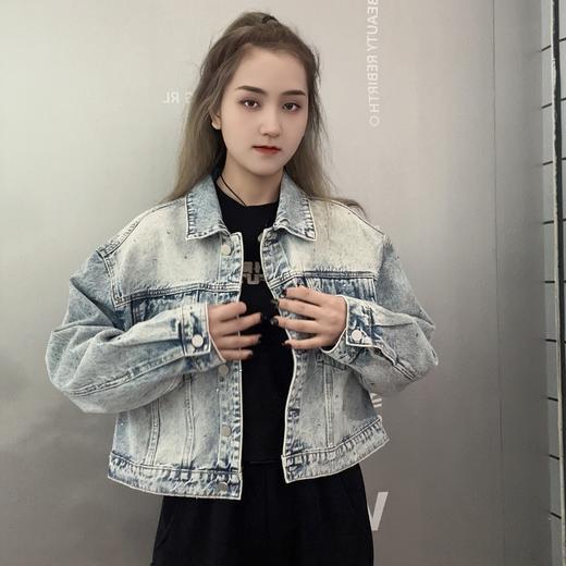 MZ双口袋贴钻复古牛仔外套（蓝）春季 351020510321 商品图0