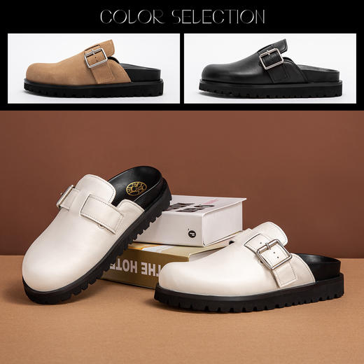 CHCH祈祈真皮拖鞋平底外穿时尚女式拖鞋CO1B3061 商品图3