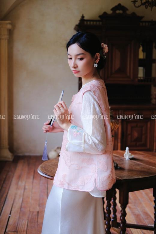 【门店同款】ENJOY夏季云敛-春光推盏粉绿繁枝中式马夹 161922946 商品图7