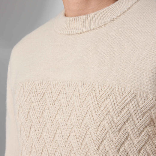 墨麦客男装扭花圆领针织衫男士2024年冬季新款宽松休闲套头毛衣男 商品图3