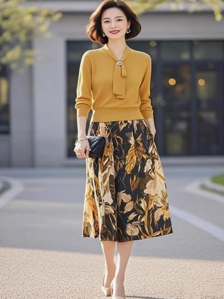 （预售15天）时尚气质淑女气质名媛，高级感针织衫半身裙两件套装LJX-255 商品图0