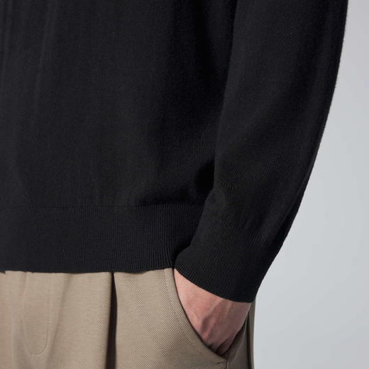 墨麦客男装黑色圆领套头羊毛衫男士2024秋季新款基础休闲针织衫男 商品图3