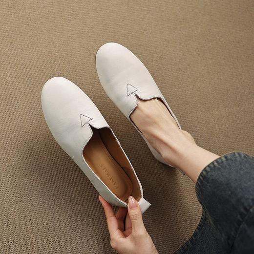 【预售5天】巨软~真皮圆头一脚蹬乐福鞋女春夏法式复古平底鞋百搭单鞋HB&6608 商品图3