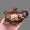 JS（任亿果）茶壶宜兴紫砂壶顾景舟纯手工壶四方粉彩牡丹花350ml 商品缩略图0