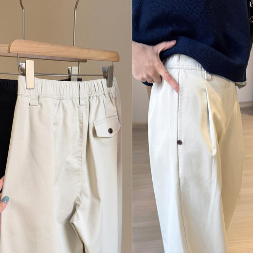 2025雅痞中古休闲裤！ 天丝棉卷边工装裤气质直筒西装裤遮肉长裤！ 商品图1