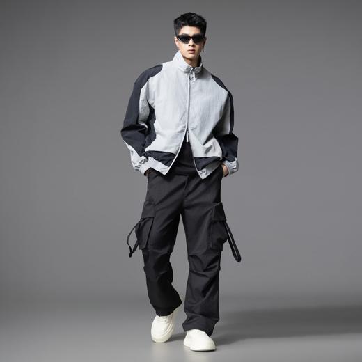 PINLI品立2025秋季新款立领拼接撞色拉链门襟长袖衬衫男士衬衣GD252113295 商品图1