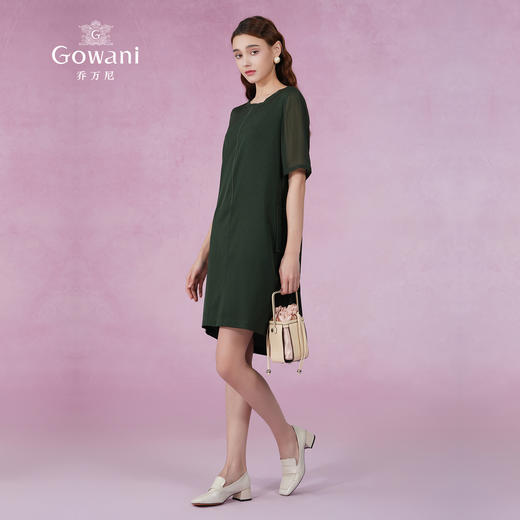 乔万尼桑蚕丝连衣裙夏季新品时尚圆领休闲宽松真丝裙中长ES2E185 商品图2