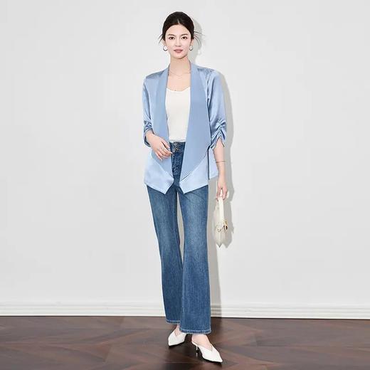 【高货wl】全新升级【铂金会员293/天猫399/差价106】(12844) 洛诗琳时尚气质七分袖西装外套优雅设计感醋酸缎开衫女 商品图2