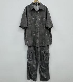 MZ工装风渐变色衬衣长裤套装（绿）春季151050130321