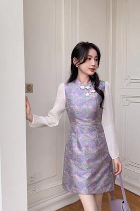 ANSUABEL 浪漫优雅国风拼接式连衣裙 20039