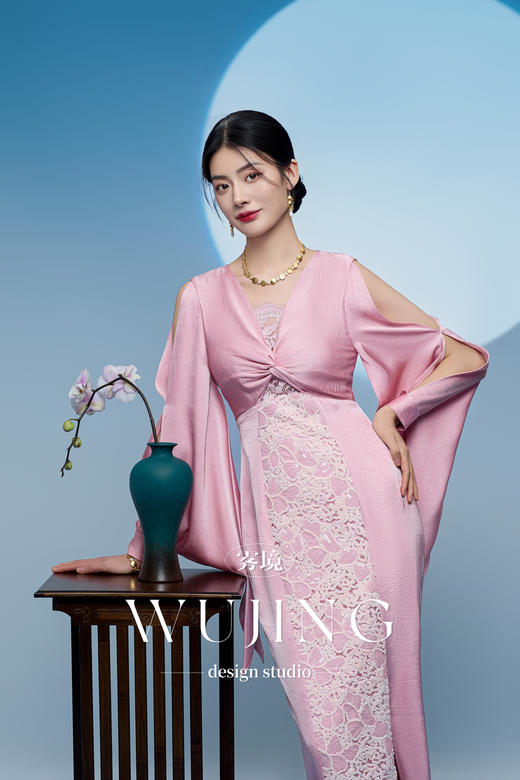 3205087 樱樱桃夭 重磅股线蕾丝/进口醋酸缎/韩国进口水晶乔其纱连衣裙 雾境 商品图0