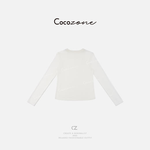 COCO ZONE 刘一一25春季新款设计感圆领蕾丝边长袖T恤CD1A0458 商品图3