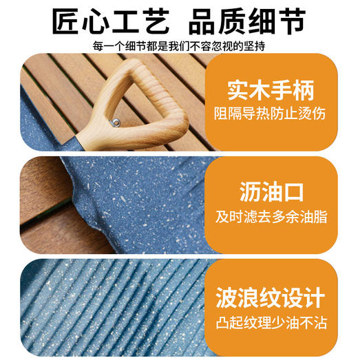 【夏日狂欢！轻松享受！！！】新款创新铁锹烧烤盘，户外烤肉，多功能便携设计，不粘无烟，清洁简单。烤肉不沾麦饭石技术，户外烧烤必备。 商品图2