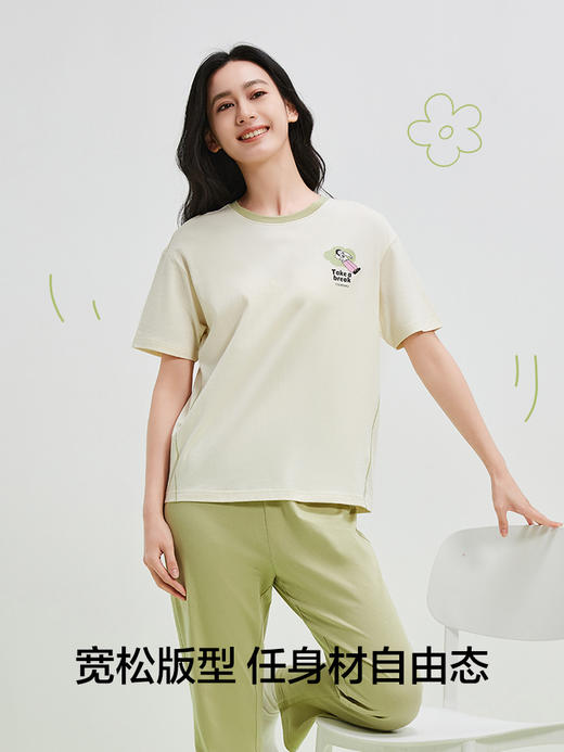 【清仓捡漏】【5A抑菌 100%棉】【M-2XL】【有棵树】女士短袖长裤纯棉家居服套装 商品图5