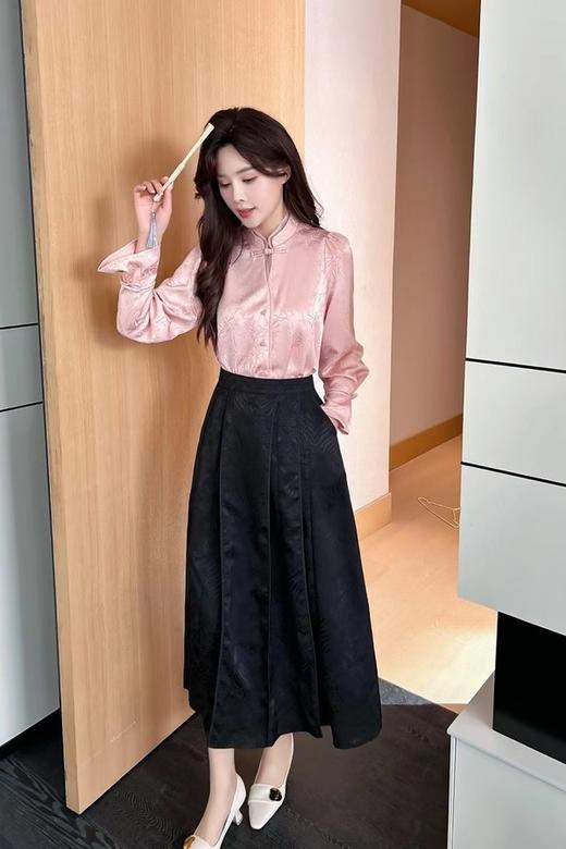 Le Malene 粉色新中式国风提花盘扣上衣 20157 商品图2