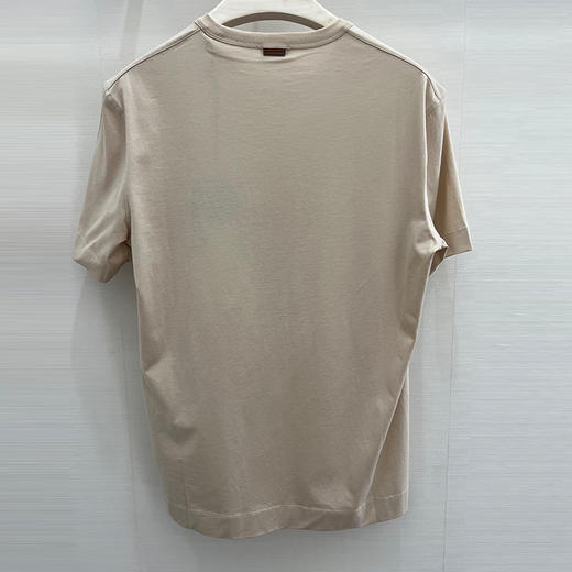 ZEGNA 杰尼亚 男士字母徽标刺绣棉质圆领短袖T恤 浅黄色 UE360A8 E760 N04 商品图1