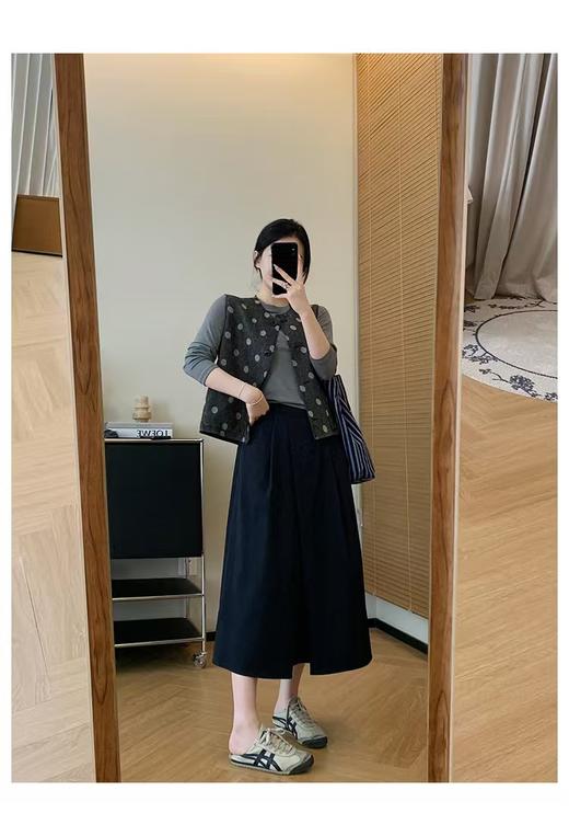 折纸裙jin口抗皱超态棉不对称对褶裥A字裙高腰半身裙 商品图11