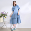 慵懒随性拼接木耳边泡泡短袖连衣裙女春夏A字宽松长裙V0850331 商品缩略图1