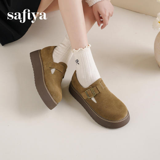 Safiya/索菲娅2025增高勃肯鞋一脚蹬松糕厚底懒人百搭休闲单鞋SFD1112421 商品图5