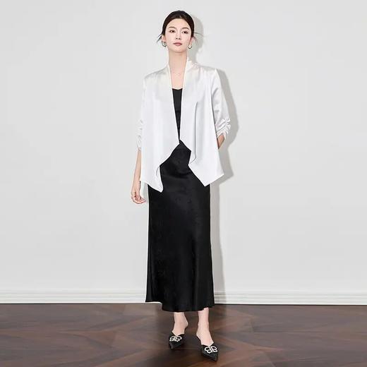 【高货wl】全新升级【铂金会员293/天猫399/差价106】(12844) 洛诗琳时尚气质七分袖西装外套优雅设计感醋酸缎开衫女 商品图0