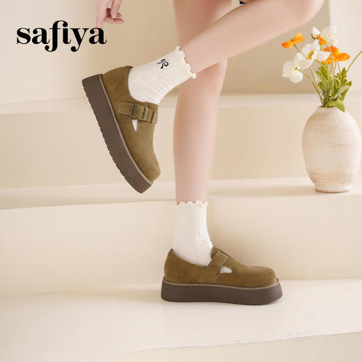 Safiya/索菲娅2025增高勃肯鞋一脚蹬松糕厚底懒人百搭休闲单鞋SFD1112421 商品图2