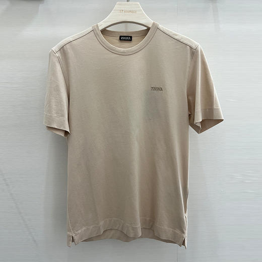 ZEGNA 杰尼亚 男士字母徽标刺绣棉质圆领短袖T恤 浅黄色 UE360A8 E760 N04 商品图0
