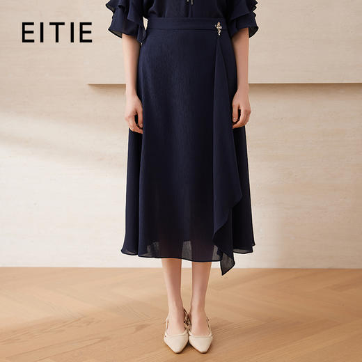 【深蓝色a字半身裙】EITIE爱特爱优雅通勤高腰显瘦2025夏新款B2506608 商品图0
