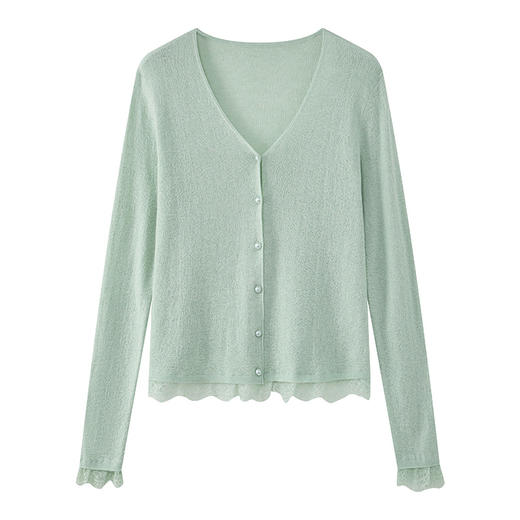 CC-22-2619短款漂亮外套女2025新款薄款蕾丝花边防晒冰丝针织开衫薄款空调衫 商品图4