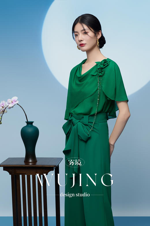 3205109 浮岚暖翠 进口乔其上衣 雾境 商品图3