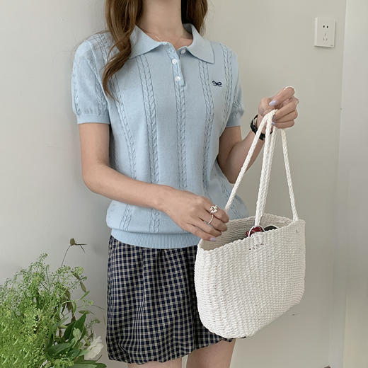 优选丨纤束马纯棉蝴蝶结刺绣短袖 YRT-754 商品图4