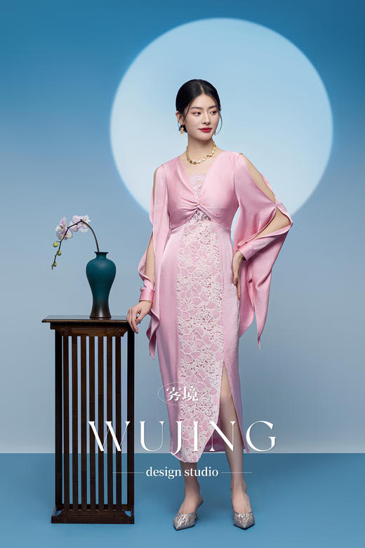 3205087 樱樱桃夭 重磅股线蕾丝/进口醋酸缎/韩国进口水晶乔其纱连衣裙 雾境 商品图4