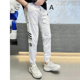 白色休闲裤男夏季潮流帅气百搭长裤男士修身束脚薄款运动裤  KDZC-5207*