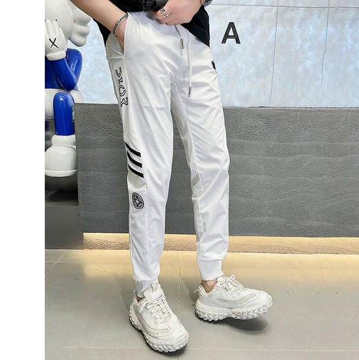 白色休闲裤男夏季潮流帅气百搭长裤男士修身束脚薄款运动裤  KDZC-5207* 商品图0