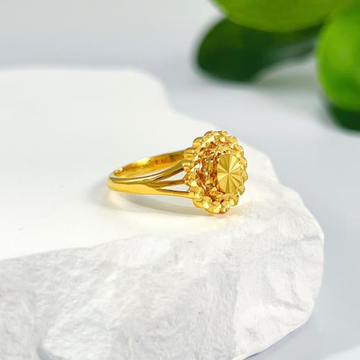 【定价黄金】【限时7.5折】足金999 (足金999字印)5G黄金仿钻戒车花椭圆形活口女戒(5GJZ00307)（预售产品下单后不退款不退货不换货不补差价）（预售产品下单后不退款不退货不换货不补差价） 商品图1