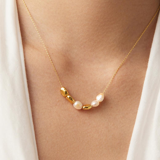 manreya小金豆 巴洛克珍珠项链 耳环 商品图2