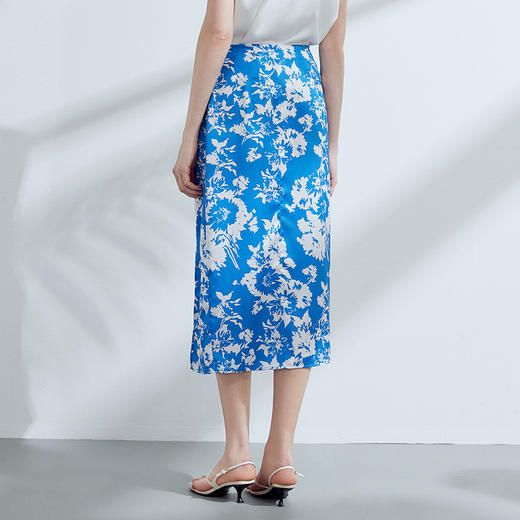 EITIE爱特爱夏季新款优雅时尚高腰百搭印花半身裙7806504 商品图4