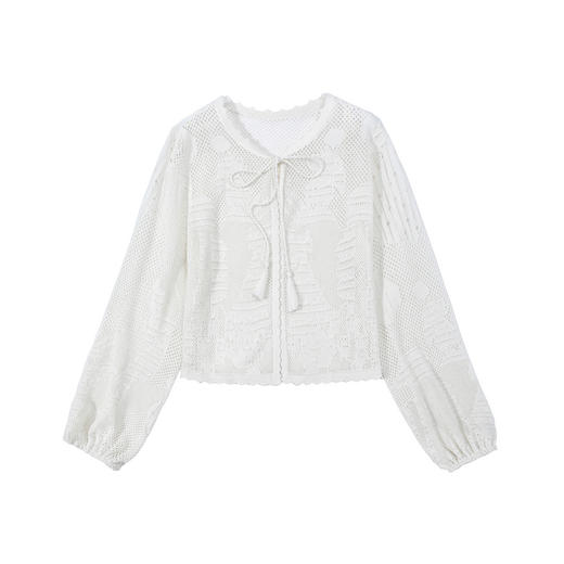 谜底针织开衫长袖女2025夏季新品复古文艺合身H型短毛衣252MZ0881 商品图4